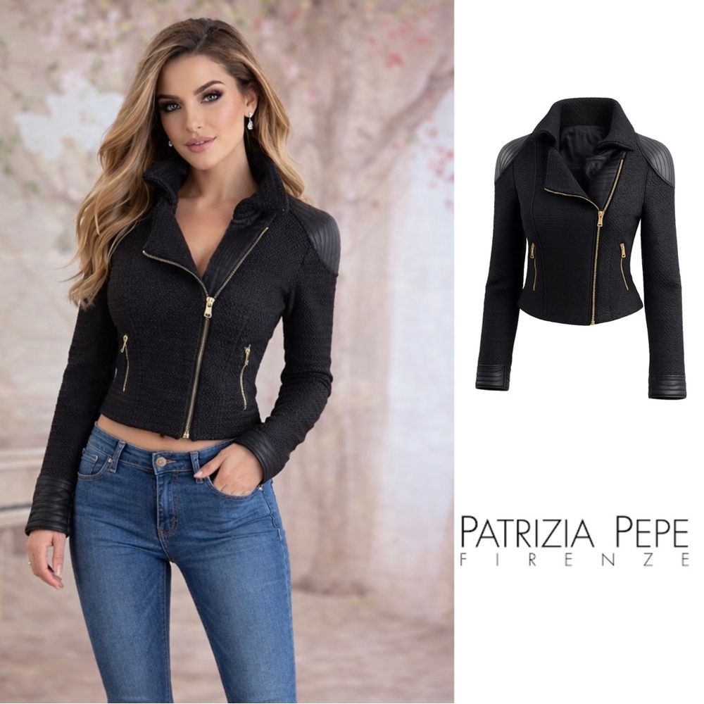 NEW Patricia Pepe Moto Leather Faux Textured Jacket